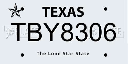 TBY8306 Texas License Plate