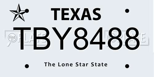 TBY8488 Texas License Plate