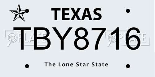 TBY8716 Texas License Plate