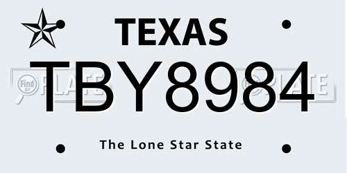 TBY8984 Texas License Plate