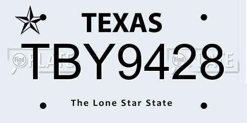 TBY9428 Texas License Plate