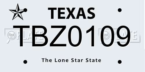 TBZ0109 Texas License Plate