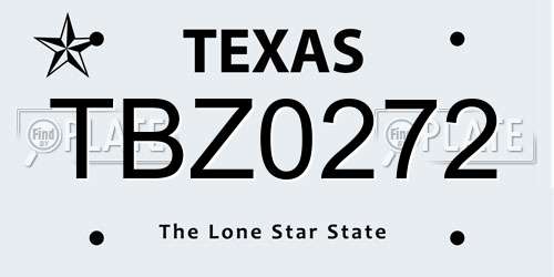 TBZ0272 Texas License Plate