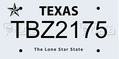 TBZ2175 Texas License Plate