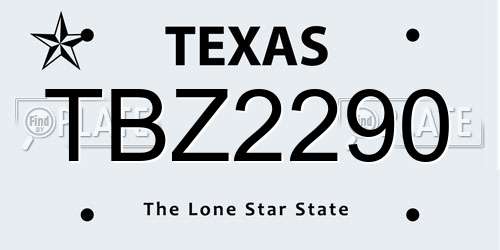 TBZ2290 Texas License Plate