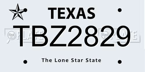 TBZ2829 Texas License Plate