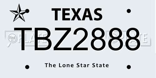 TBZ2888 Texas License Plate