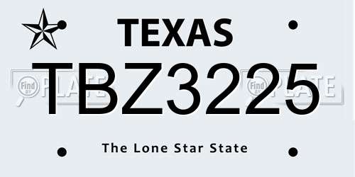 TBZ3225 Texas License Plate