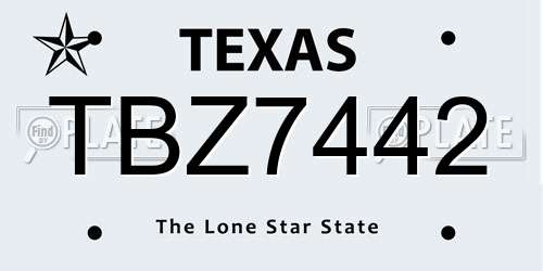 TBZ7442 Texas License Plate