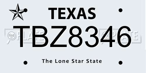 TBZ8346 Texas License Plate