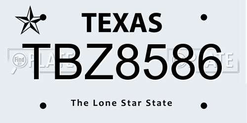 TBZ8586 Texas License Plate