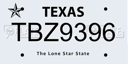 TBZ9396 Texas License Plate