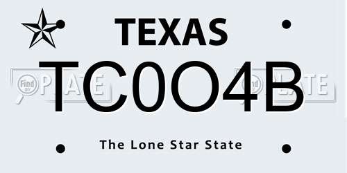 TC0O4B Texas License Plate