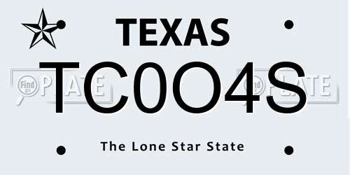 TC0O4S Texas License Plate