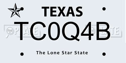 TC0Q4B Texas License Plate