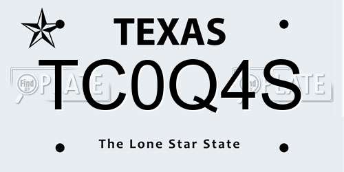 TC0Q4S Texas License Plate