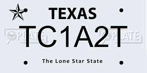 TC1A2T Texas License Plate