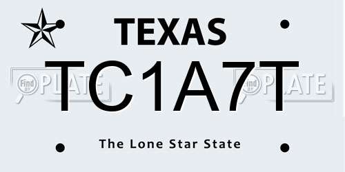 TC1A7T Texas License Plate