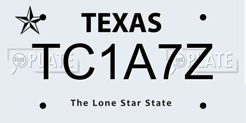 TC1A7Z Texas License Plate