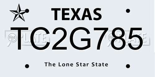 TC2G785 Texas License Plate