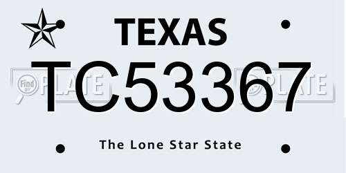 TC53367 Texas License Plate