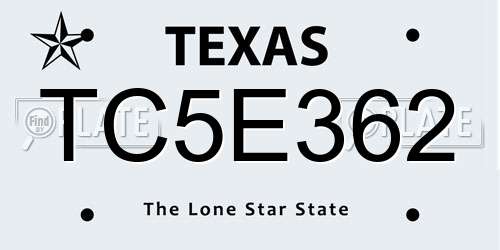 TC5E362 Texas License Plate