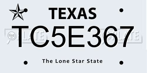 TC5E367 Texas License Plate