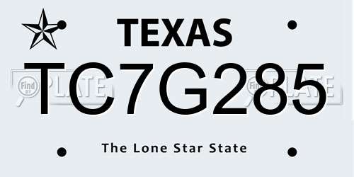 TC7G285 Texas License Plate