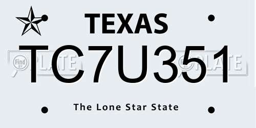 TC7U351 Texas License Plate