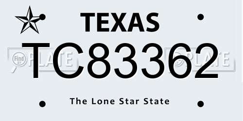 TC83362 Texas License Plate