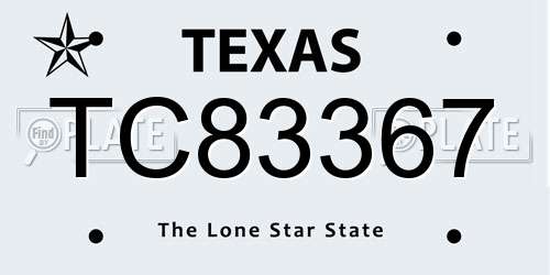 TC83367 Texas License Plate