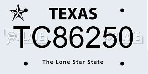 TC86250 Texas License Plate