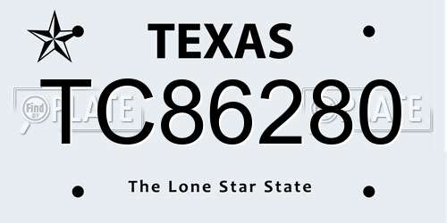 TC86280 Texas License Plate
