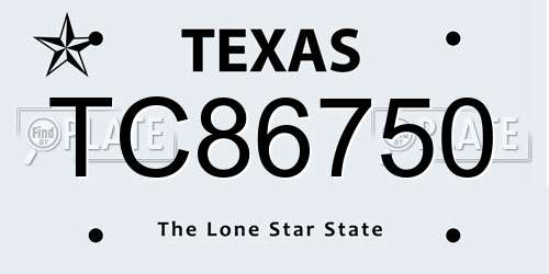 TC86750 Texas License Plate