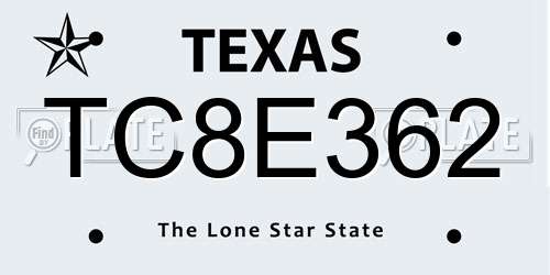 TC8E362 Texas License Plate
