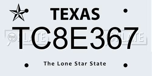 TC8E367 Texas License Plate