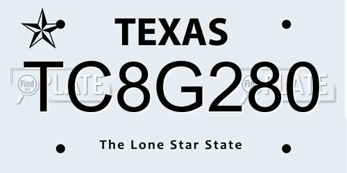 TC8G280 Texas License Plate
