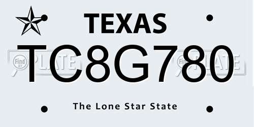 TC8G780 Texas License Plate