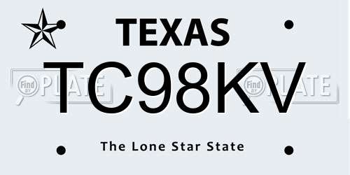 TC98KV Texas License Plate