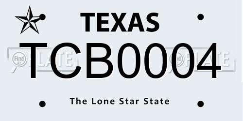 TCB0004 Texas License Plate