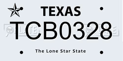 TCB0328 Texas License Plate