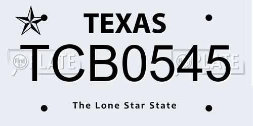 TCB0545 Texas License Plate
