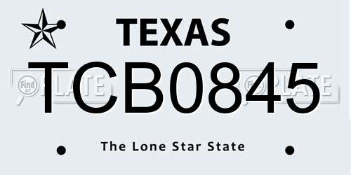 TCB0845 Texas License Plate