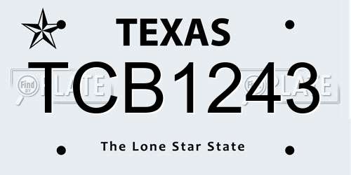 TCB1243 Texas License Plate