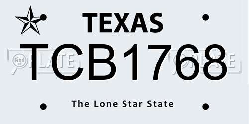 TCB1768 Texas License Plate