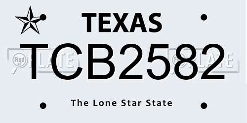 TCB2582 Texas License Plate