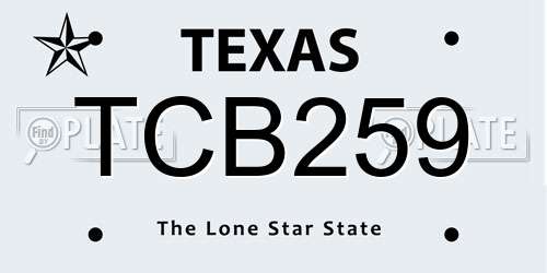 TCB259 Texas License Plate