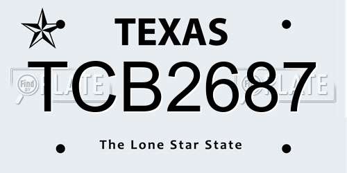 TCB2687 Texas License Plate
