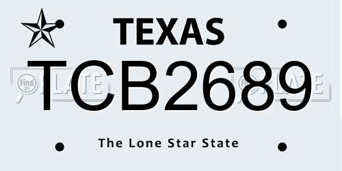 TCB2689 Texas License Plate