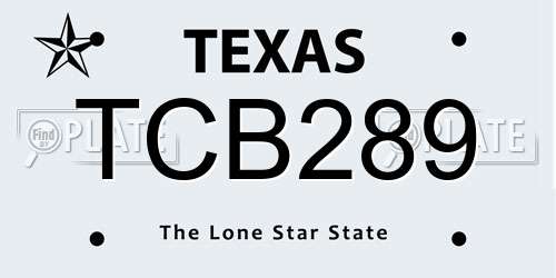 TCB289 Texas License Plate